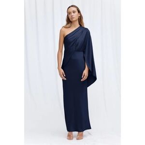 NWT Navy Black Tie Gown
